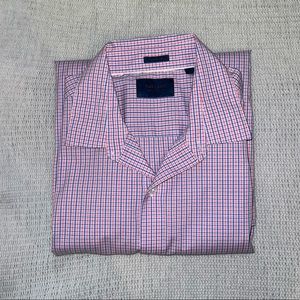 Fairlane Orange, Blue, and White Plaid Button Down Long Sleeve Shirt